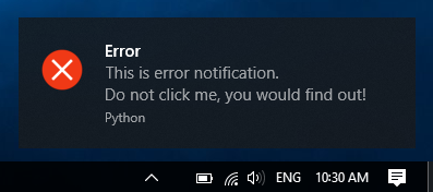 Example of error notification icon.
