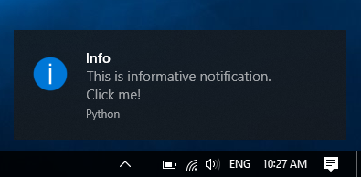Example picture of basic notification.