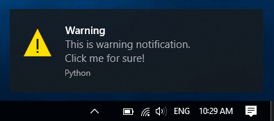 Example of warning notification icon.